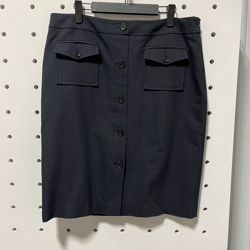 Ann Taylor Classic Black Button-Down Pencil Skirt Size 12
